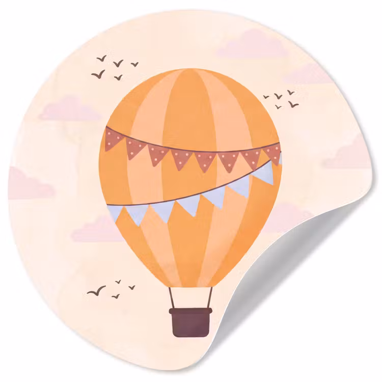 Behangcirkel - Luchtballon - Slingers - Avontuur - Illustratie - Oranje — 1