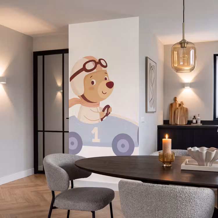 Behang - Beer - Auto - Kinderkamer - Cartoon - Speels — 5