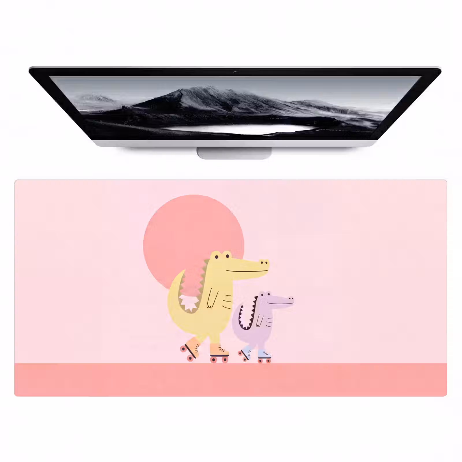 Bureau onderlegger - Dieren - Skaten - Illustratie - Speels - Roze — 1