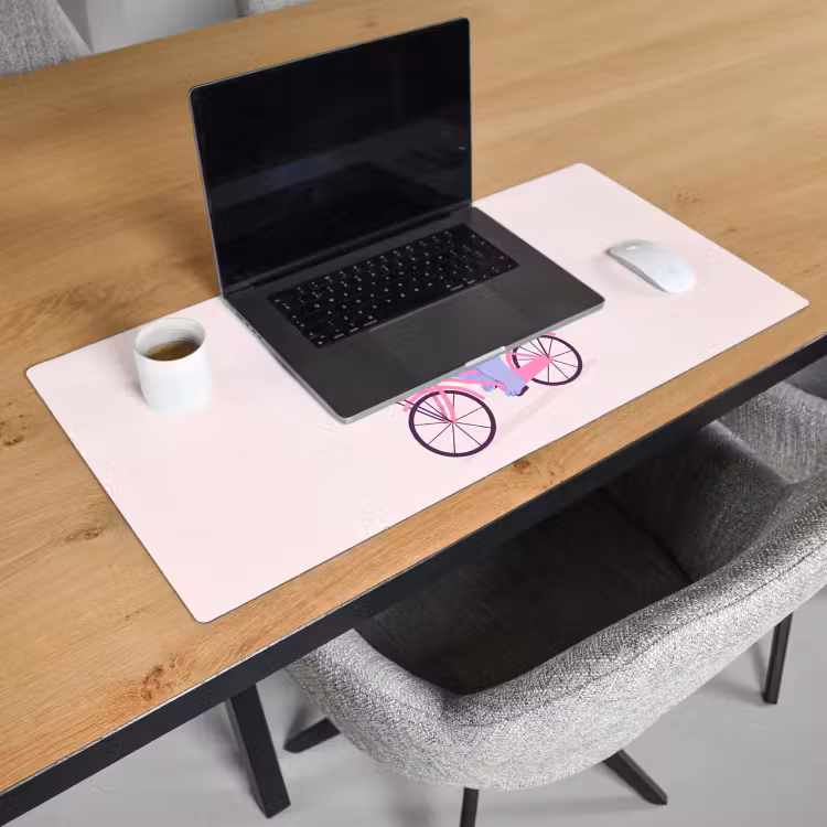 Bureau onderlegger - Dieren - Fiets - Vriendschap - Illustratie - Roze — 3