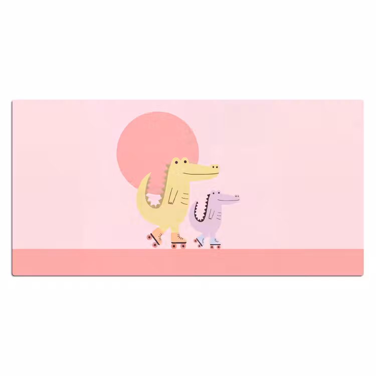 Bureau onderlegger - Dieren - Skaten - Illustratie - Speels - Roze — 2