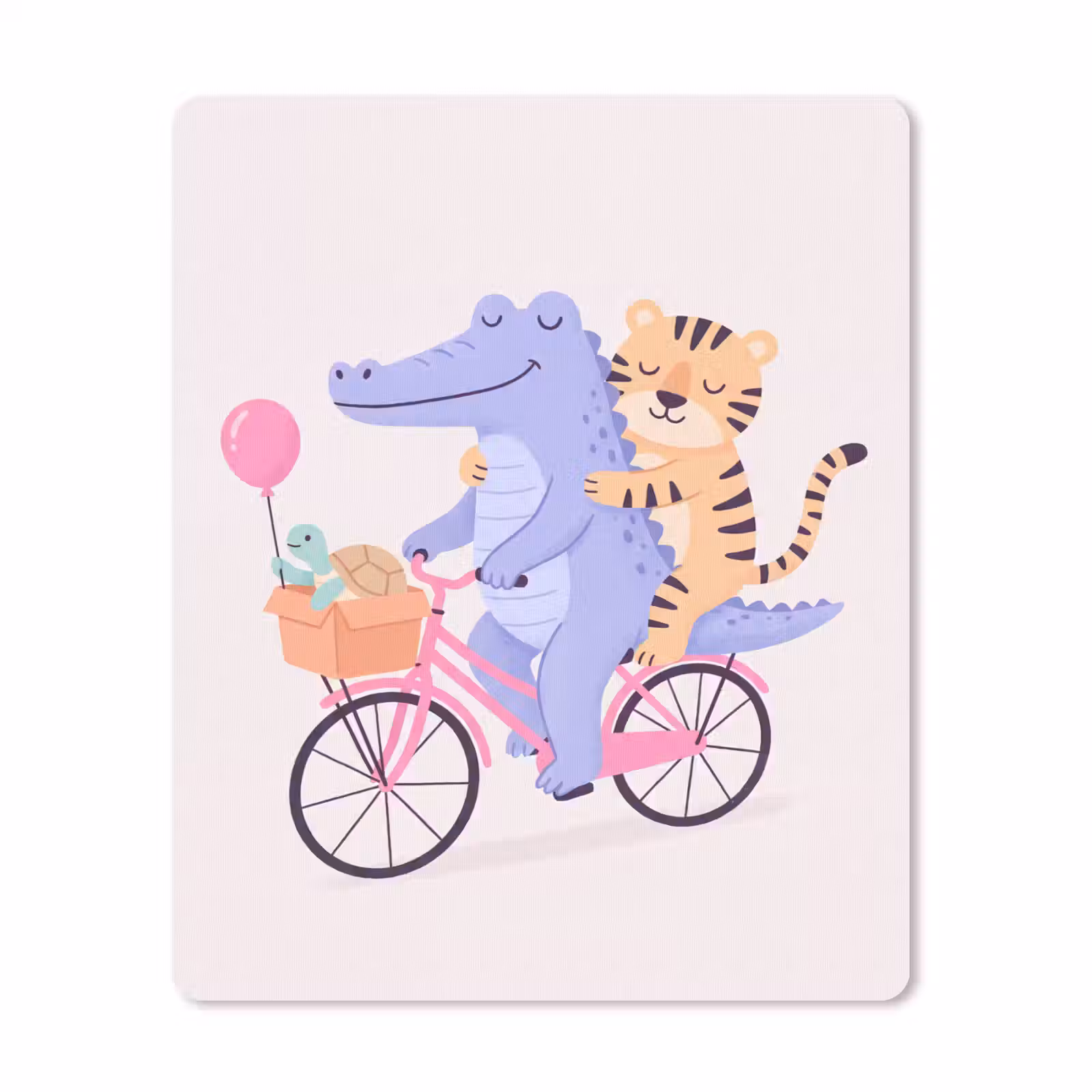 Muismat - Dieren - Fiets - Vriendschap - Illustratie - Roze — 1
