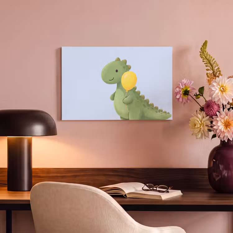 Canvas schilderij - Dinosaurus - Ballon - Kinderkamer - Illustratie - Groen — 3