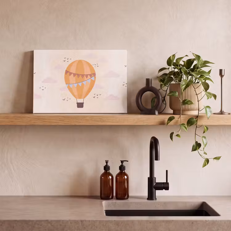 Canvas schilderij - Luchtballon - Slingers - Avontuur - Illustratie - Oranje — 2