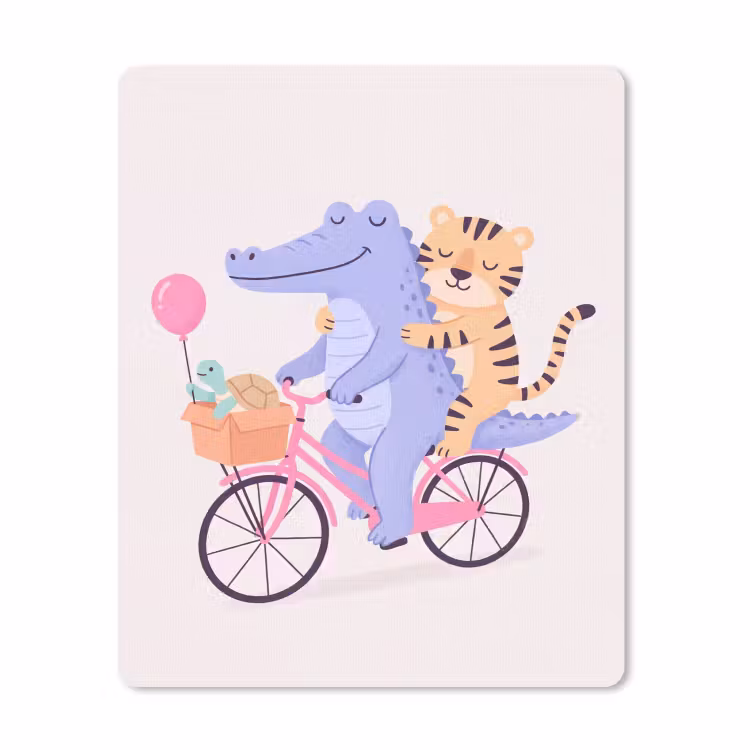 Muismat - Dieren - Fiets - Vriendschap - Illustratie - Roze — 1
