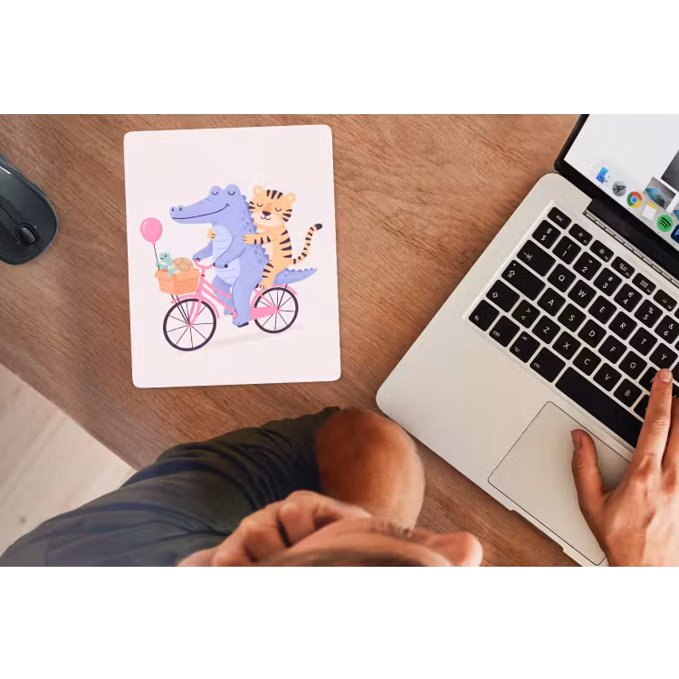 Muismat - Dieren - Fiets - Vriendschap - Illustratie - Roze — 2