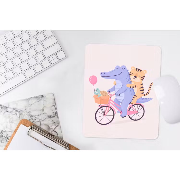 Muismat - Dieren - Fiets - Vriendschap - Illustratie - Roze — 4