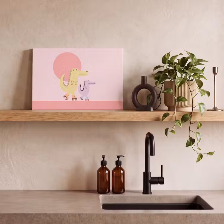 Canvas schilderij - Dieren - Skaten - Illustratie - Speels - Roze — 2
