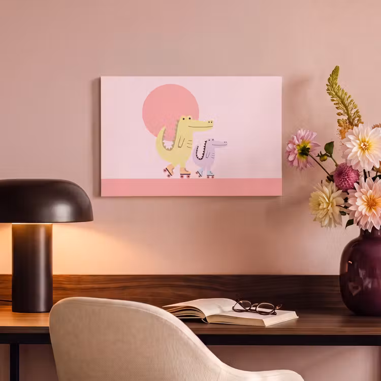 Canvas schilderij - Dieren - Skaten - Illustratie - Speels - Roze — 3