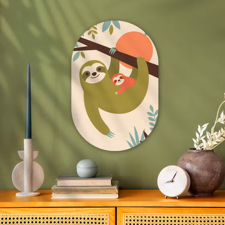Muurovaal - Dieren - Moeder - Baby - Natuur - Groen — 2