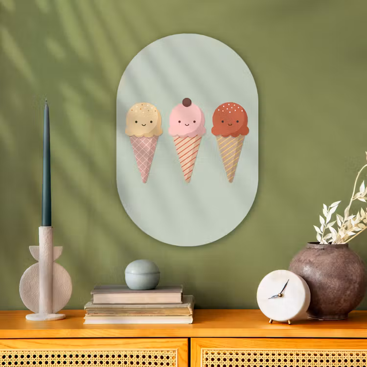 Muurovaal - IJs - Hoorntjes - Eten - Illustratie - Vrolijk — 1