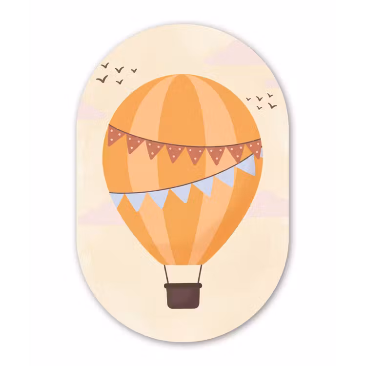 Muurovaal - Luchtballon - Slingers - Avontuur - Illustratie - Oranje — 3