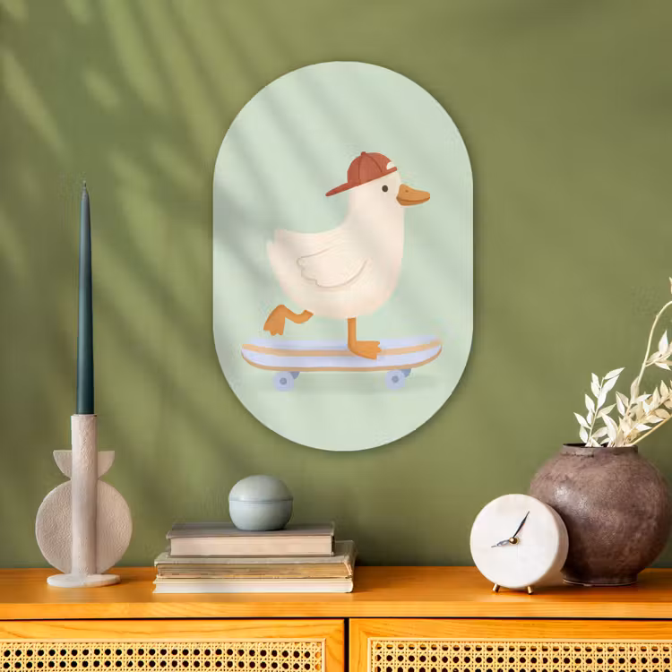 Muurovaal - Vogel - Skateboard - Dieren - Cartoon - Speels — 2