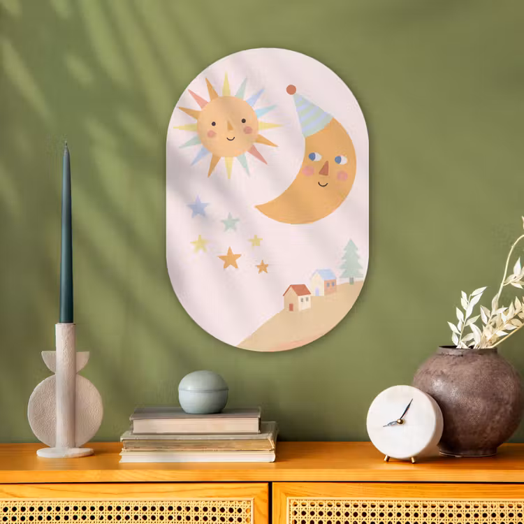 Muurovaal - Zon - Maan - Sterren - Kinderkamer - Pastel — 2