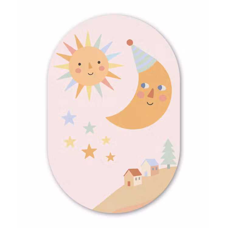 Muurovaal - Zon - Maan - Sterren - Kinderkamer - Pastel — 3