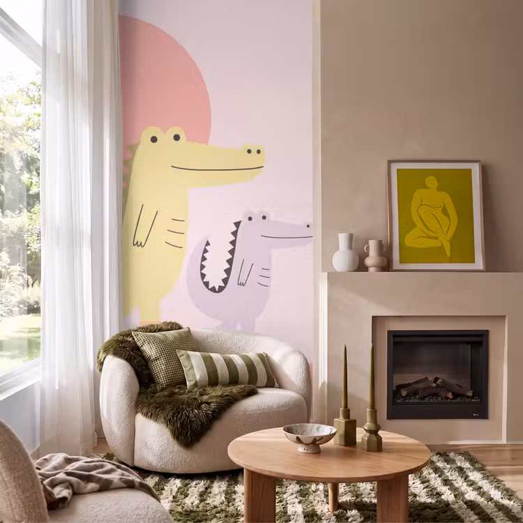 Behang - Dieren - Skaten - Illustratie - Speels - Roze — 1