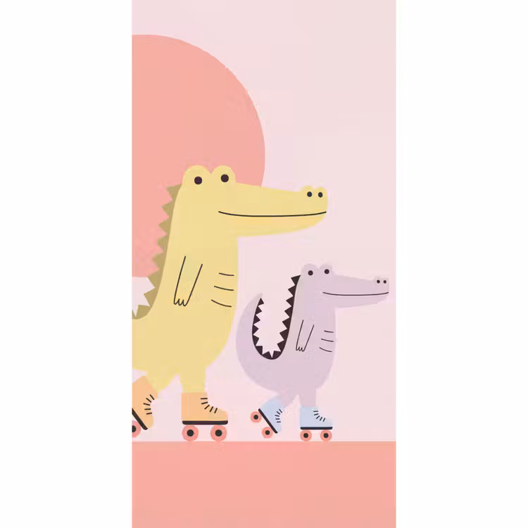 Behang - Dieren - Skaten - Illustratie - Speels - Roze — 2