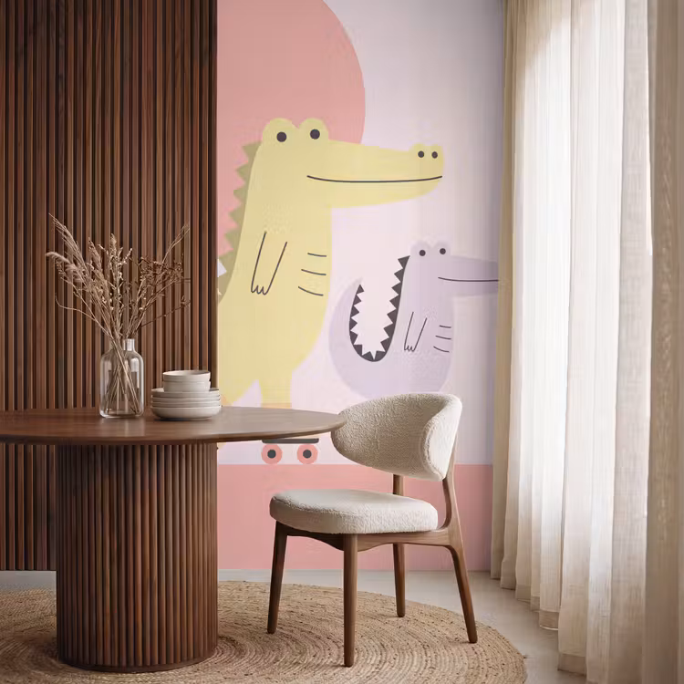 Behang - Dieren - Skaten - Illustratie - Speels - Roze — 4