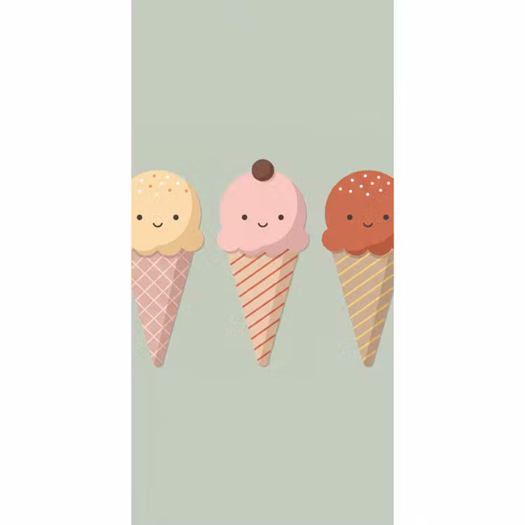 Behang - IJs - Hoorntjes - Eten - Illustratie - Vrolijk — 2