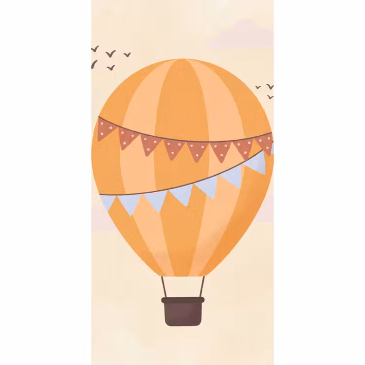 Behang - Luchtballon - Slingers - Avontuur - Illustratie - Oranje — 2