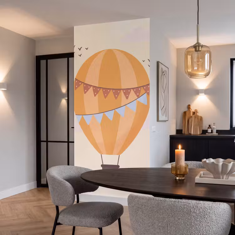 Behang - Luchtballon - Slingers - Avontuur - Illustratie - Oranje — 5