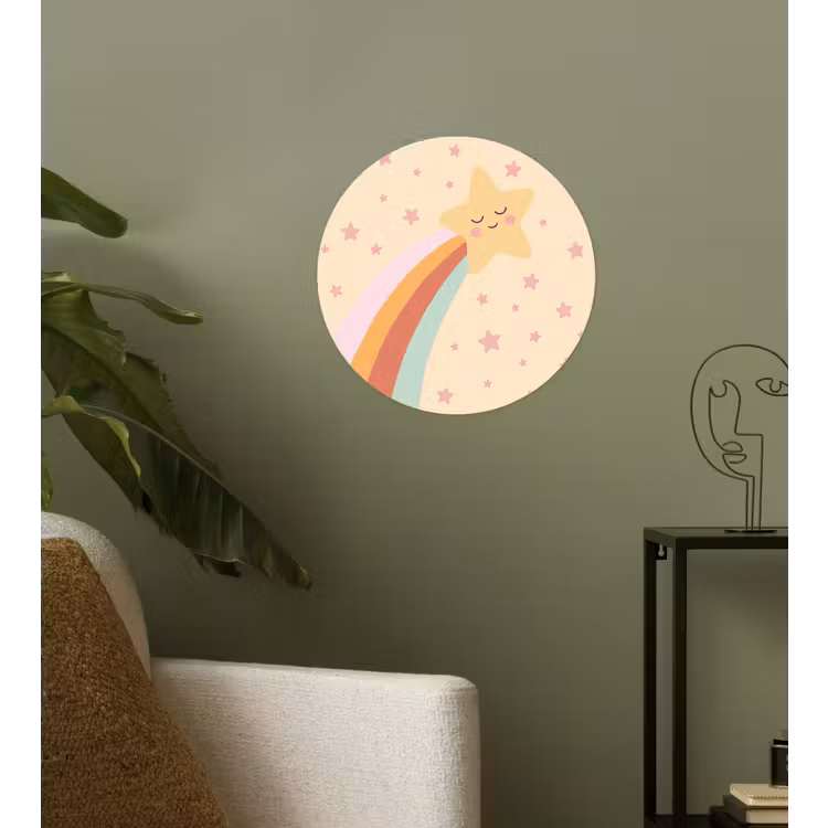 Behangcirkel - Ster - Regenboog - Nacht - Illustratie - Pastel — 3