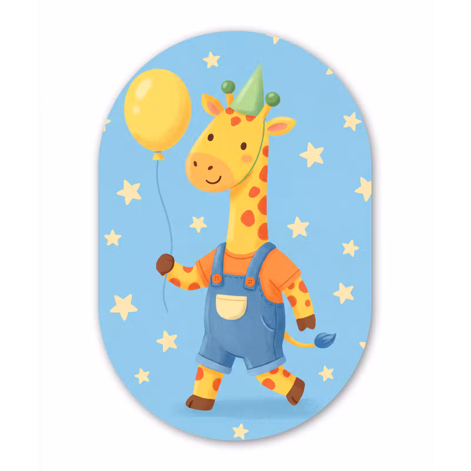 Muurovaal glas - Dieren - Giraffe - Ballon - Feest - Kinderkamer — 1