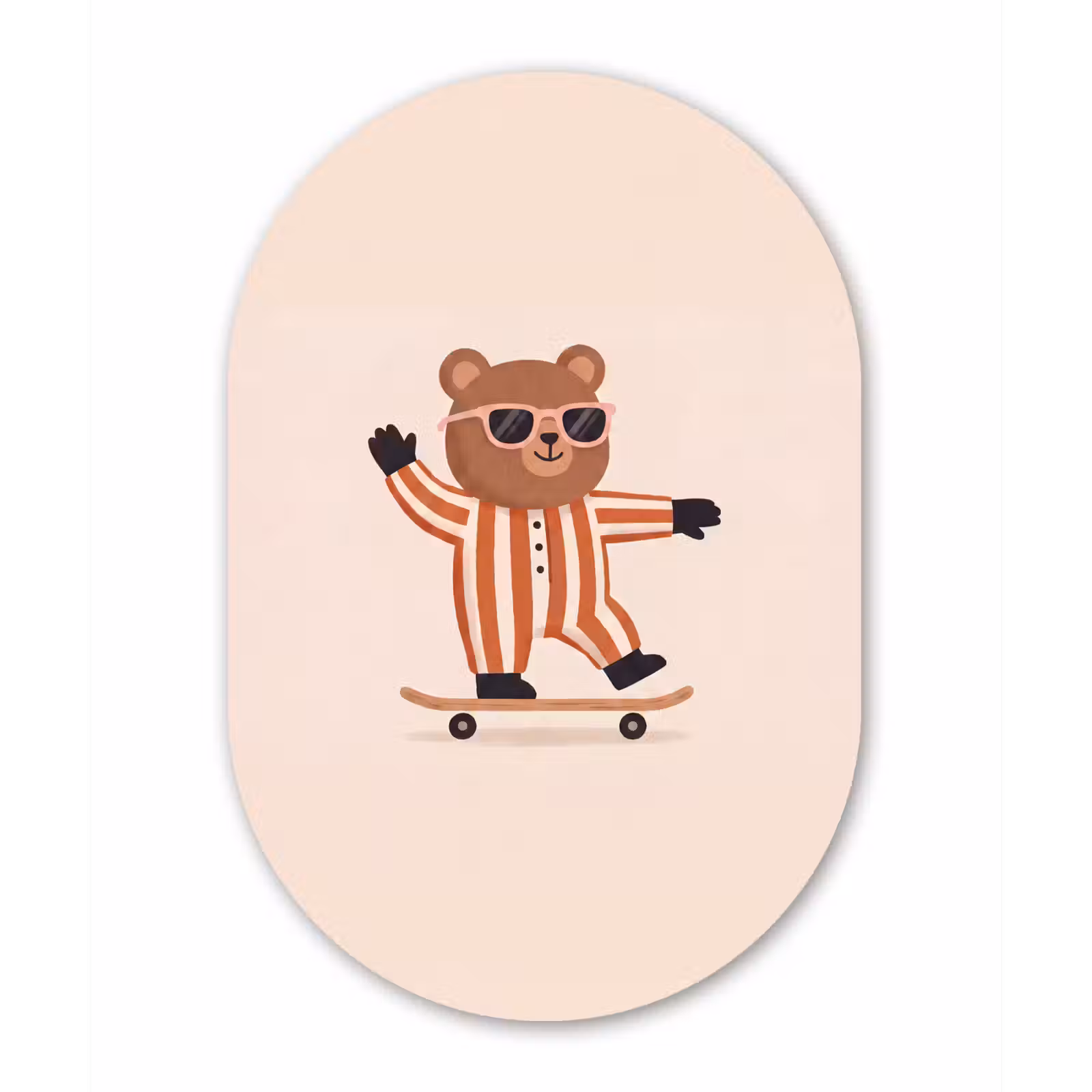 Muurovaal glas - Dieren - Skateboard - Spel - Cartoon - Roze — 1
