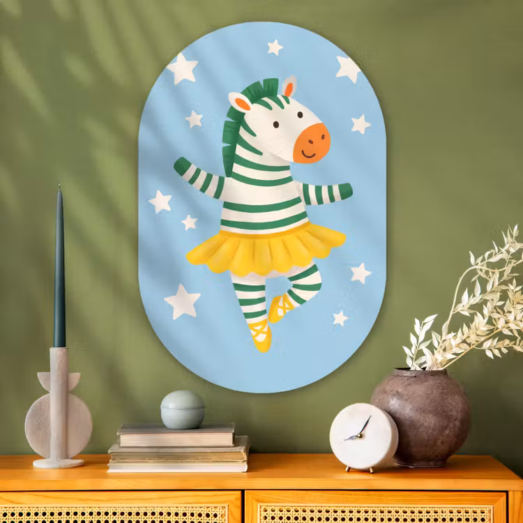 Muurovaal glas - Dieren - Dans - Illustratie - Kinderkamer - Sterren — 2