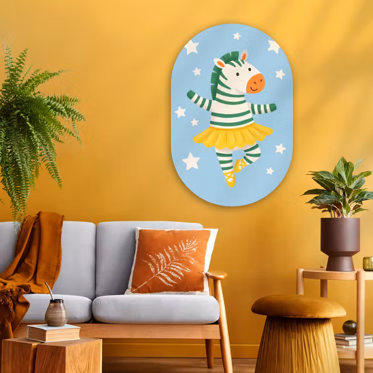 Muurovaal glas - Dieren - Dans - Illustratie - Kinderkamer - Sterren — 3
