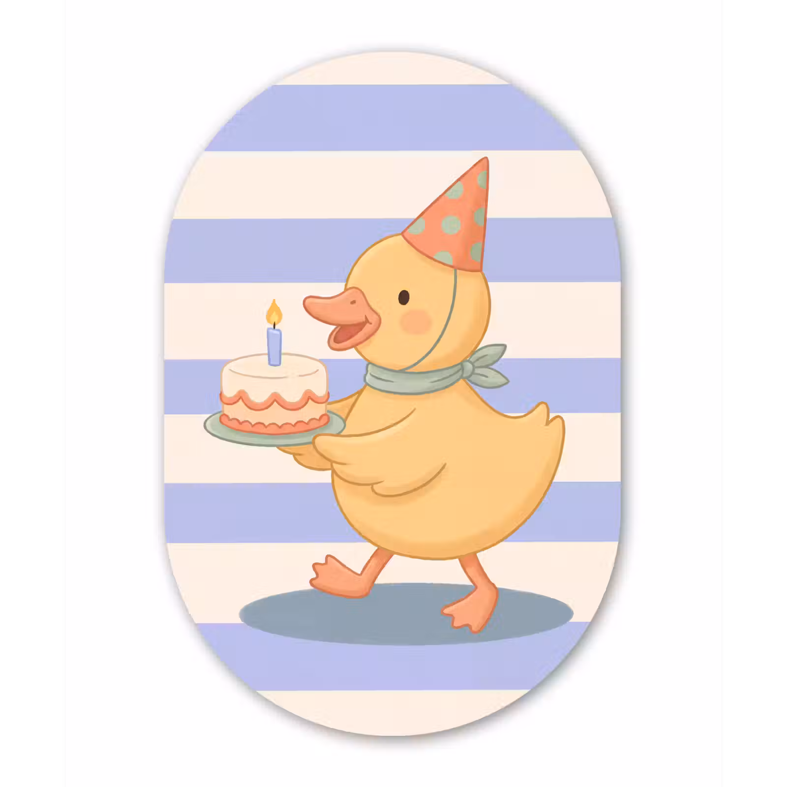 Muurovaal glas - Vogel - Feest - Taart - Kinder - Illustratie — 1