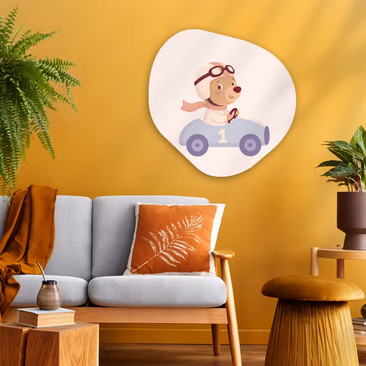 Organisch schilderij glas - Beer - Auto - Kinderkamer - Cartoon - Speels — 3