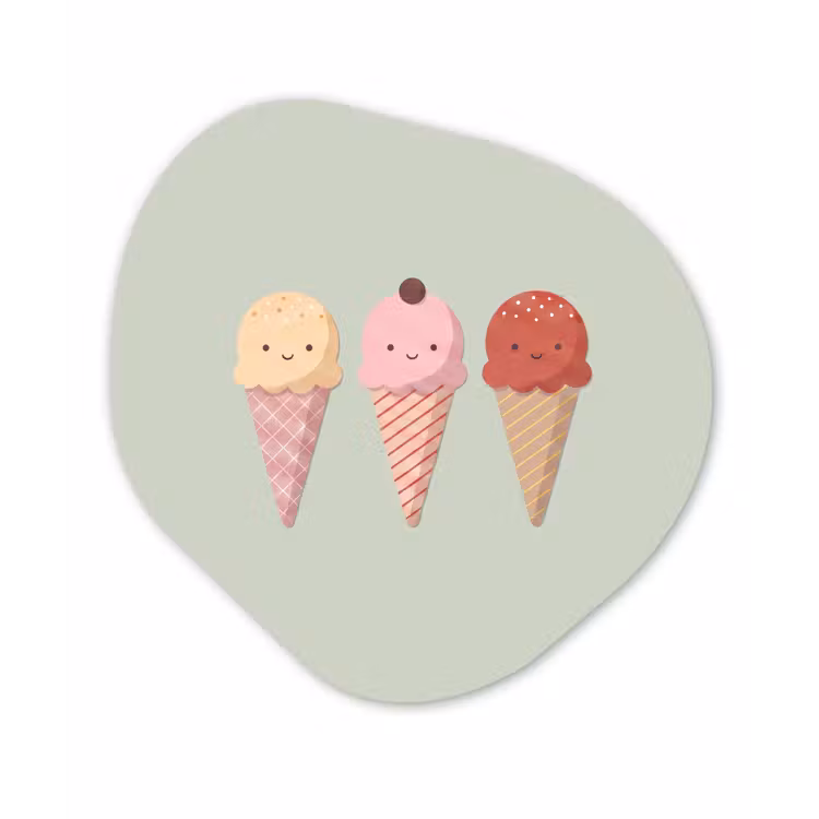 Organisch schilderij glas - IJs - Hoorntjes - Eten - Illustratie - Vrolijk — 1