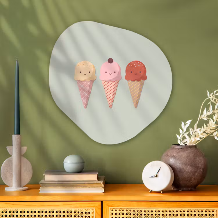 Organisch schilderij glas - IJs - Hoorntjes - Eten - Illustratie - Vrolijk — 2