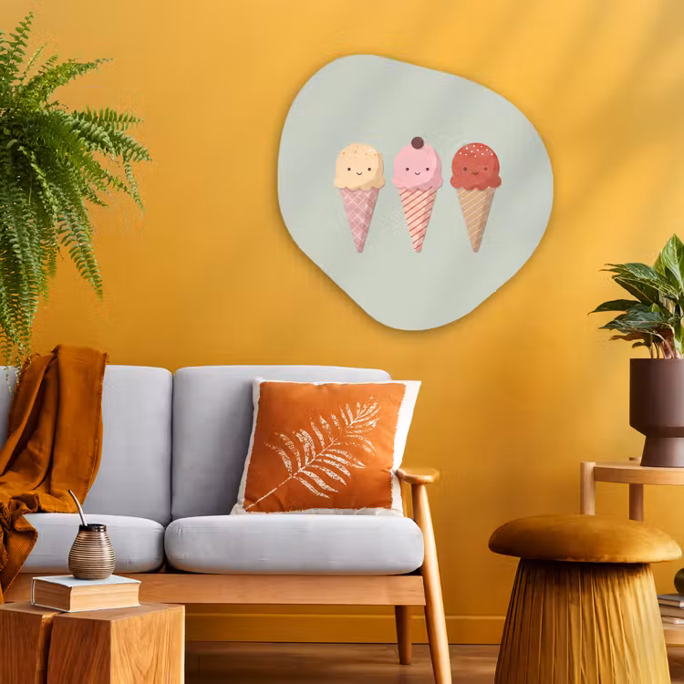 Organisch schilderij glas - IJs - Hoorntjes - Eten - Illustratie - Vrolijk — 3