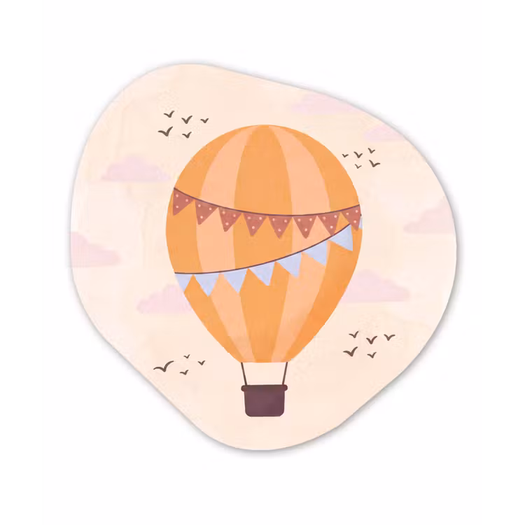 Organisch schilderij glas - Luchtballon - Slingers - Avontuur - Illustratie - Oranje — 1