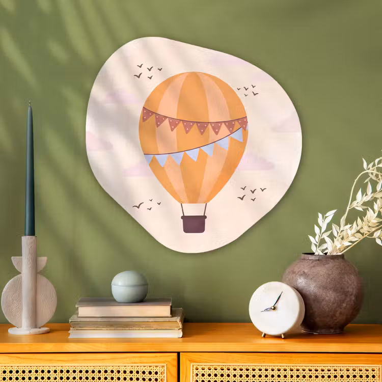 Organisch schilderij glas - Luchtballon - Slingers - Avontuur - Illustratie - Oranje — 2