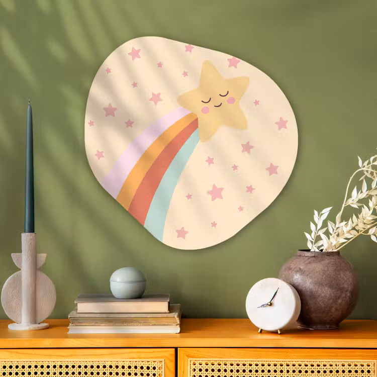 Organisch schilderij glas - Ster - Regenboog - Nacht - Illustratie - Pastel — 2