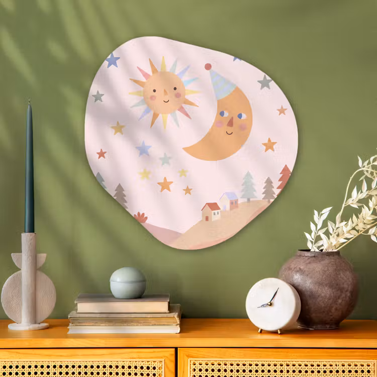 Organisch schilderij glas - Zon - Maan - Sterren - Kinderkamer - Pastel — 2