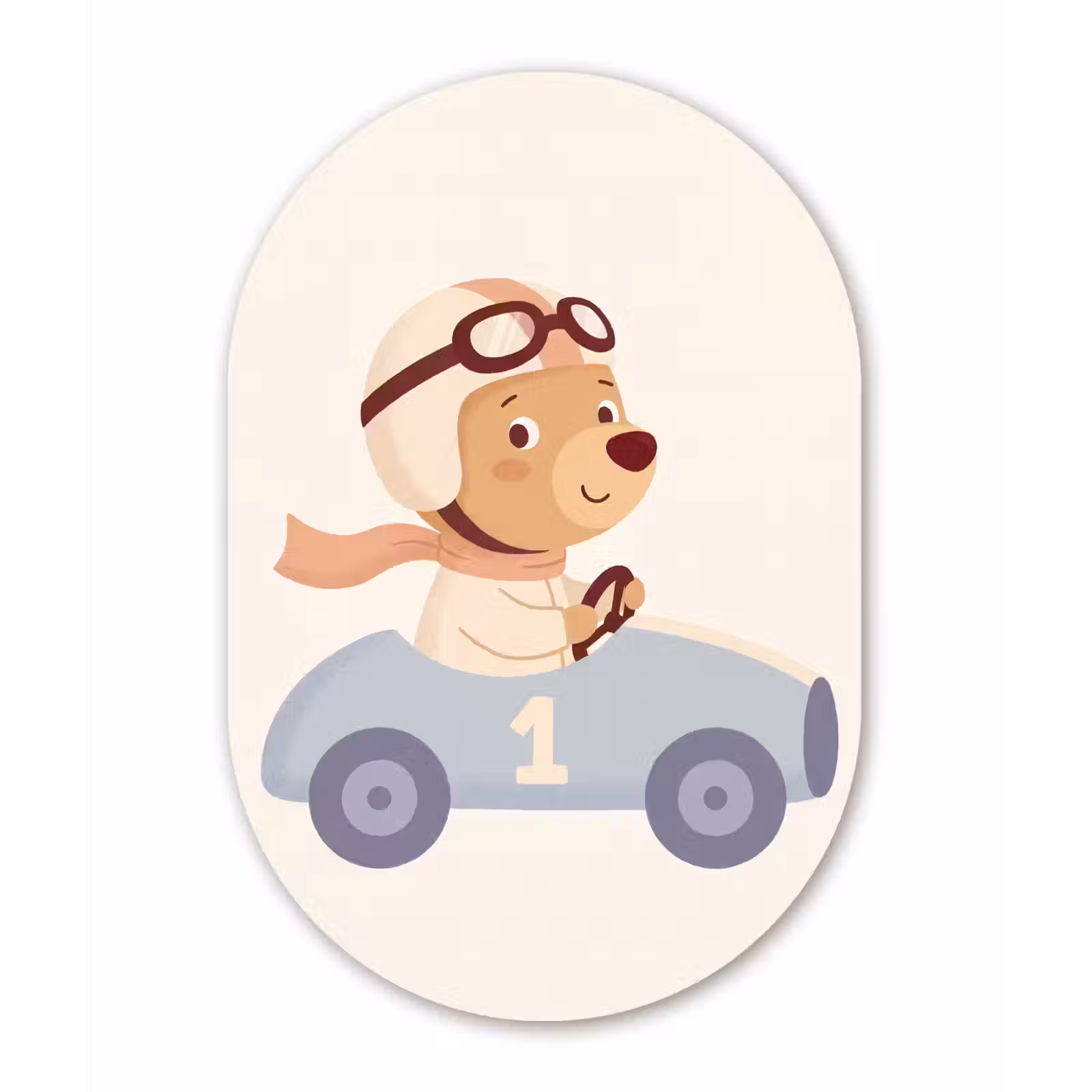 Muurovaal glas - Beer - Auto - Kinderkamer - Cartoon - Speels — 1