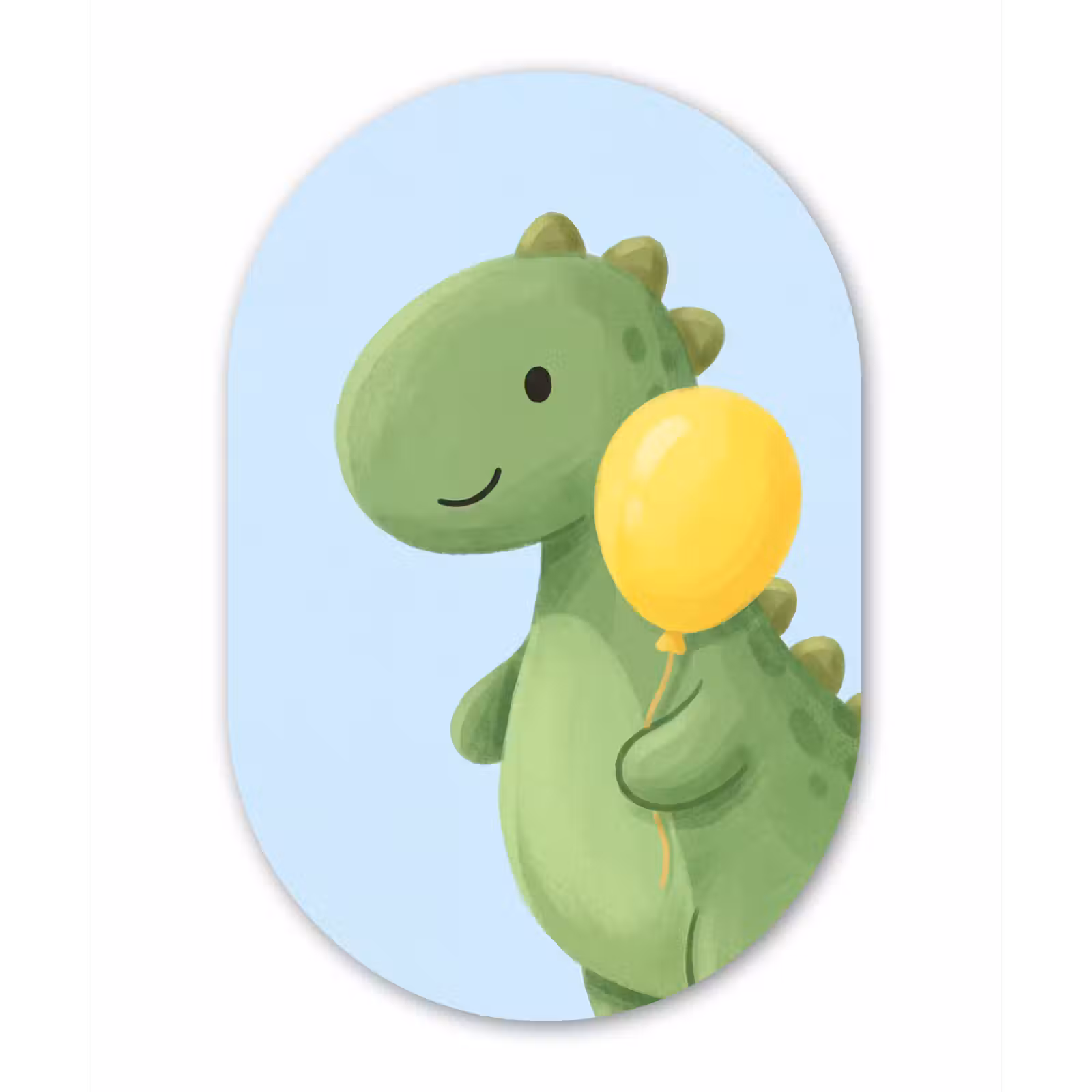 Muurovaal glas - Dinosaurus - Ballon - Kinderkamer - Illustratie - Groen — 1