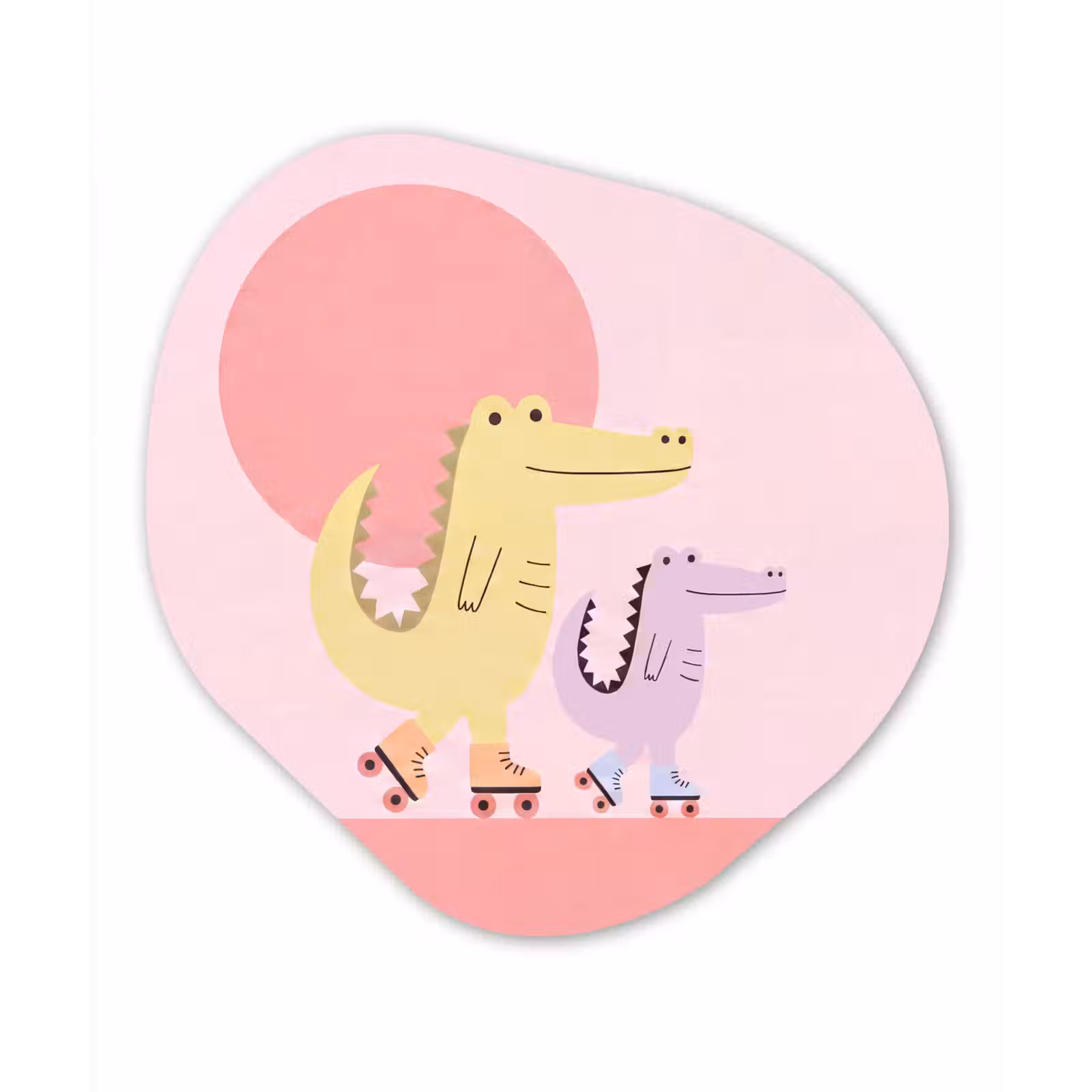 Organisch schilderij glas - Dieren - Skaten - Illustratie - Speels - Roze — 1