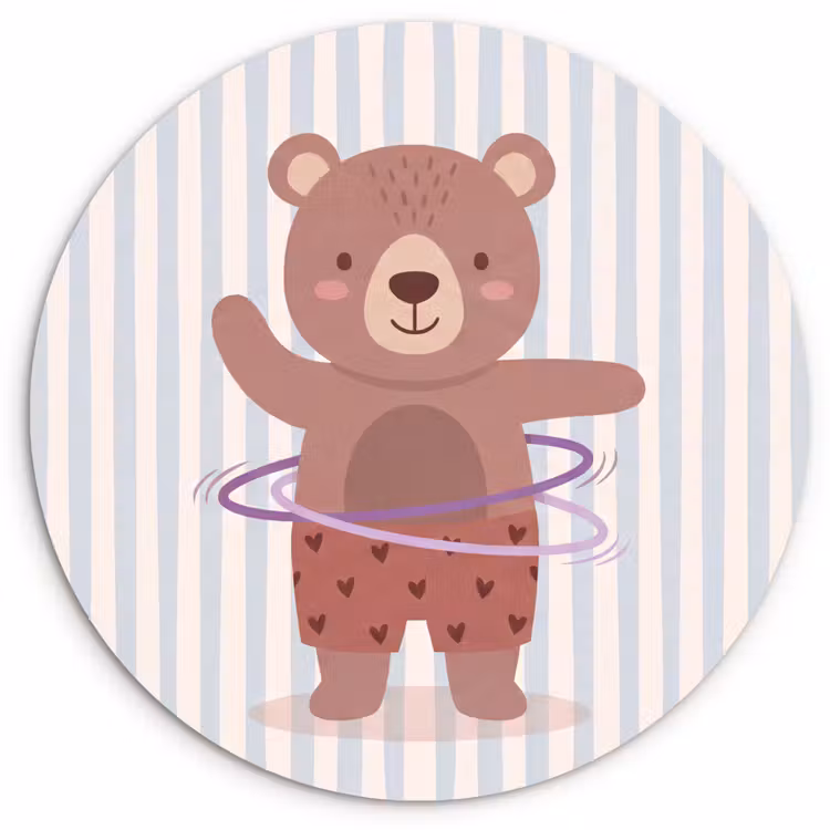 Muurcirkel - Beer - Hoepel - Kinderkamer - Illustratie - Bruin — 1