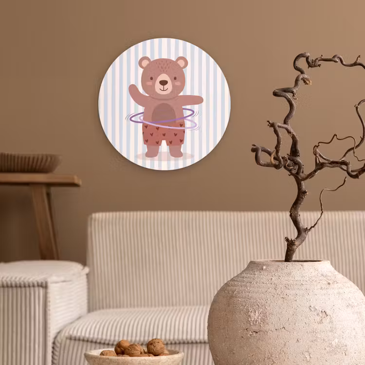 Muurcirkel - Beer - Hoepel - Kinderkamer - Illustratie - Bruin — 2