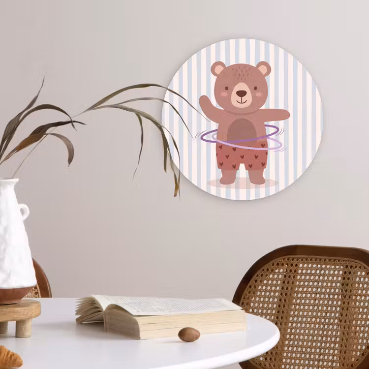 Muurcirkel - Beer - Hoepel - Kinderkamer - Illustratie - Bruin — 4