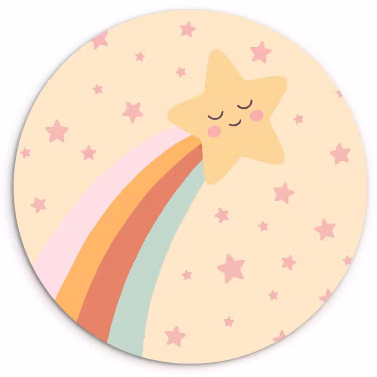 Muurcirkel - Ster - Regenboog - Nacht - Illustratie - Pastel — 1