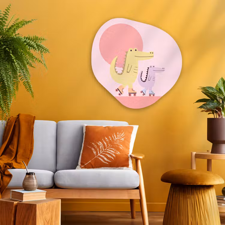 Organisch schilderij glas - Dieren - Skaten - Illustratie - Speels - Roze — 3