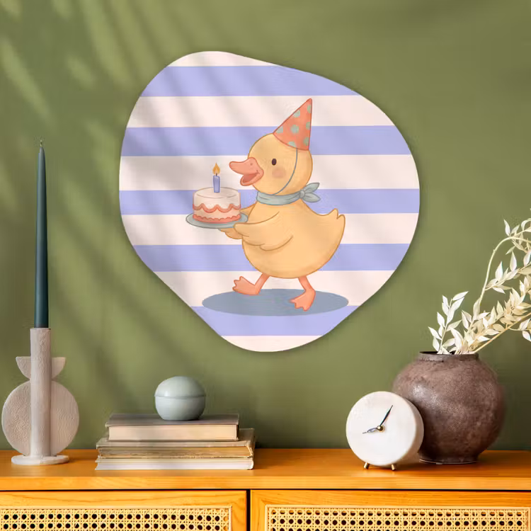 Organisch schilderij glas - Vogel - Feest - Taart - Kinder - Illustratie — 2