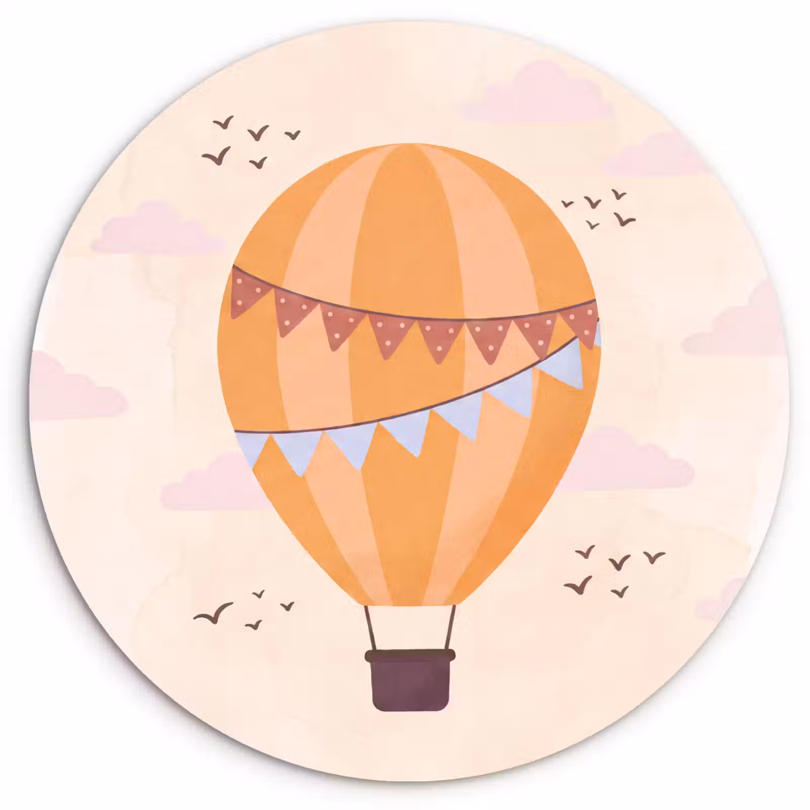 Muurcirkel - Luchtballon - Slingers - Avontuur - Illustratie - Oranje — 1