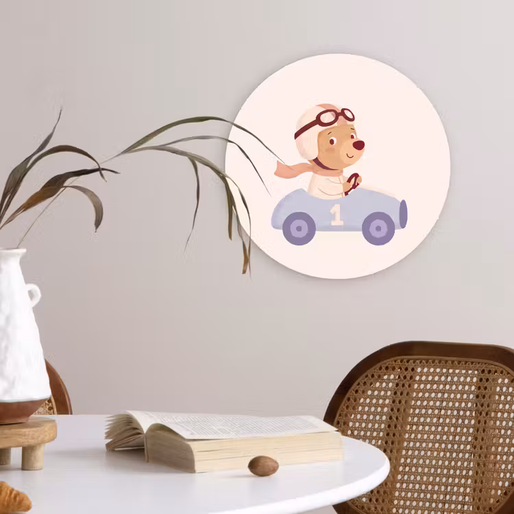 Muurcirkel - Beer - Auto - Kinderkamer - Cartoon - Speels — 4